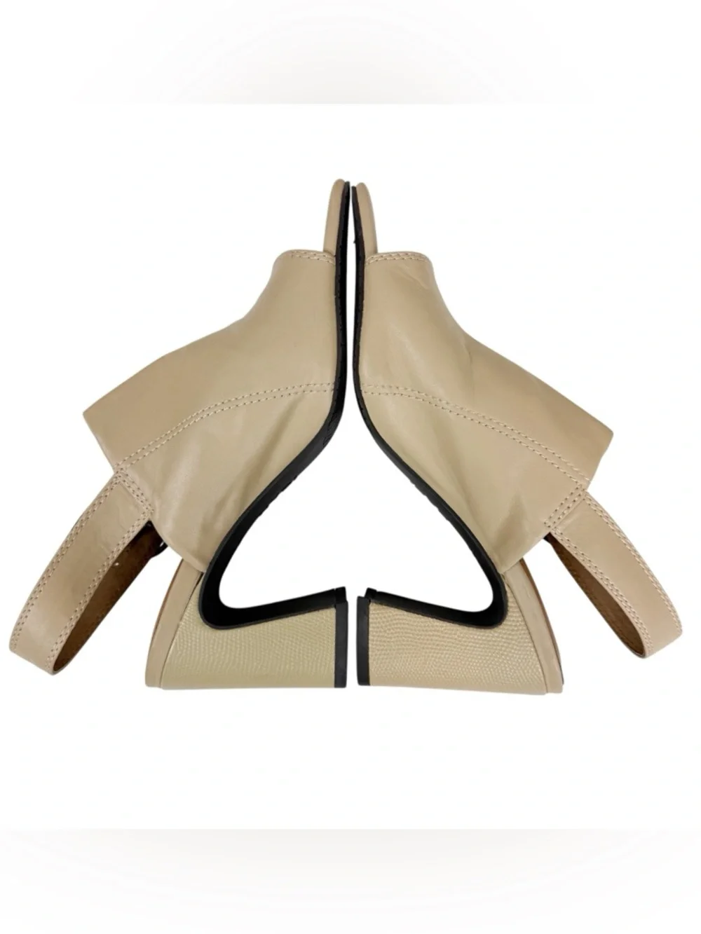 NYDJ Lyssa Neutral Leather‎ Square Toe Block Heel Sandal Sand Size 9